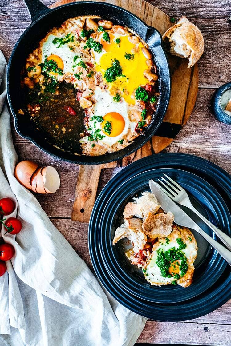 Breakfast Beans with Poached Eggs - Hide My Veggies