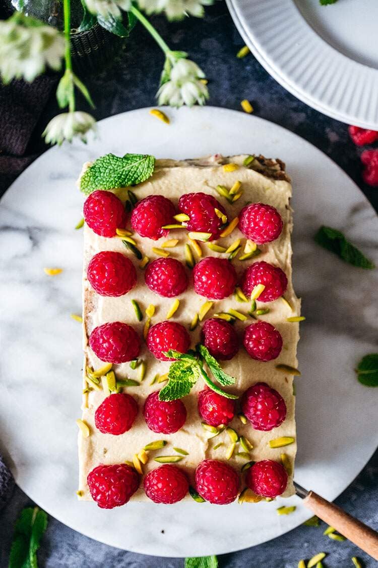 Hazelnut Layered Cake with Raspberries - Hide My Veggies